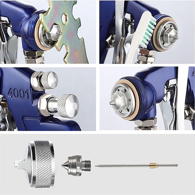 ENDOZER Professional Siphon Feed Spray Gun for Paint, Red Handle, 34 oz -1.8mm Nozzle for a Variety of Low Viscosity Paints（Blue） - Image 3